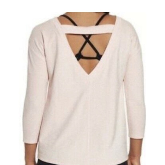 CALIA by Carrie Underwood Tops - Calia Light Pink Effortless V-Neck V-Back Cutout Back Pullover Large